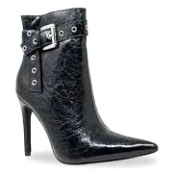 Chase + Chloe Shoes - Chase + Chloe Grommet Buckle Pointed Toe Bootie